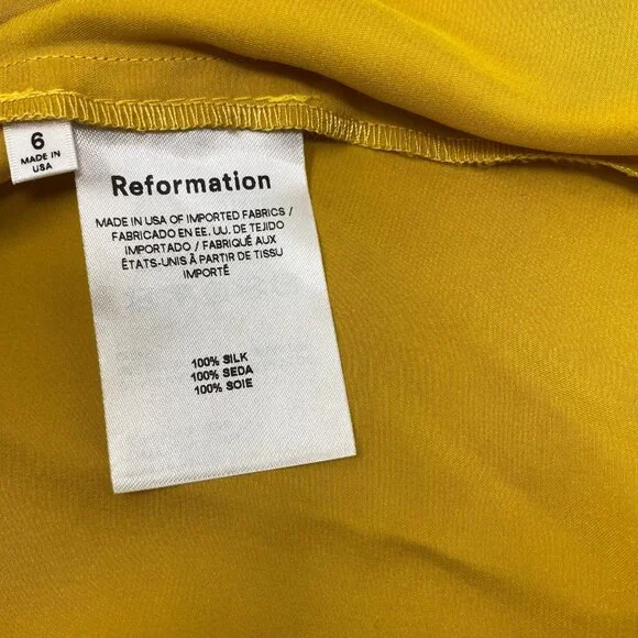 Reformation Zya Silk Yellow Dress 6 Dress - Picture 11 of 13